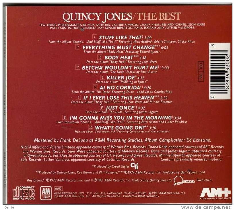 QUINCY   JONES  °  THE BEST     10  TITRES  CD ALBUM NEUF  SOUS CELLOPHANE - Jazz