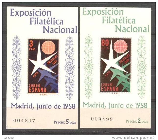 ES1222-L2336TBH.España.Spain.Espagne.EXPOSICION FILATELICA NACIONAL.1958.( Ed 1222/3**),sin Charnela. LUJO - Blocks & Sheetlets & Panes