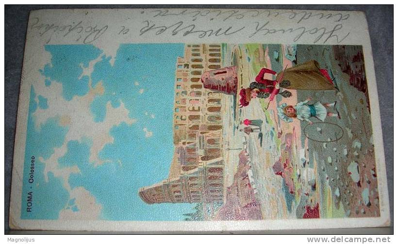 Italy,Rome,Colosseo,Lady, Child,Girl,Litho  Print,vintage Postcard - Kolosseum