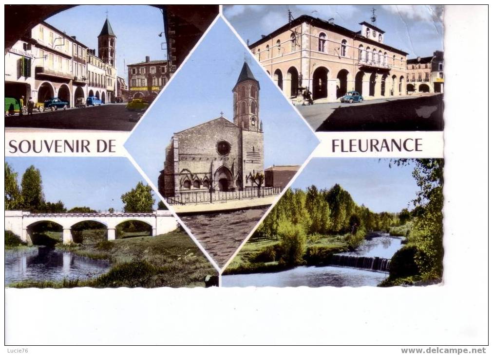 FLEURANCE -  N° 132 16 - 5 Vues : Hotel De Ville, Eglise, Halles, Pont Du Gers, Bords Du Gers - Fleurance