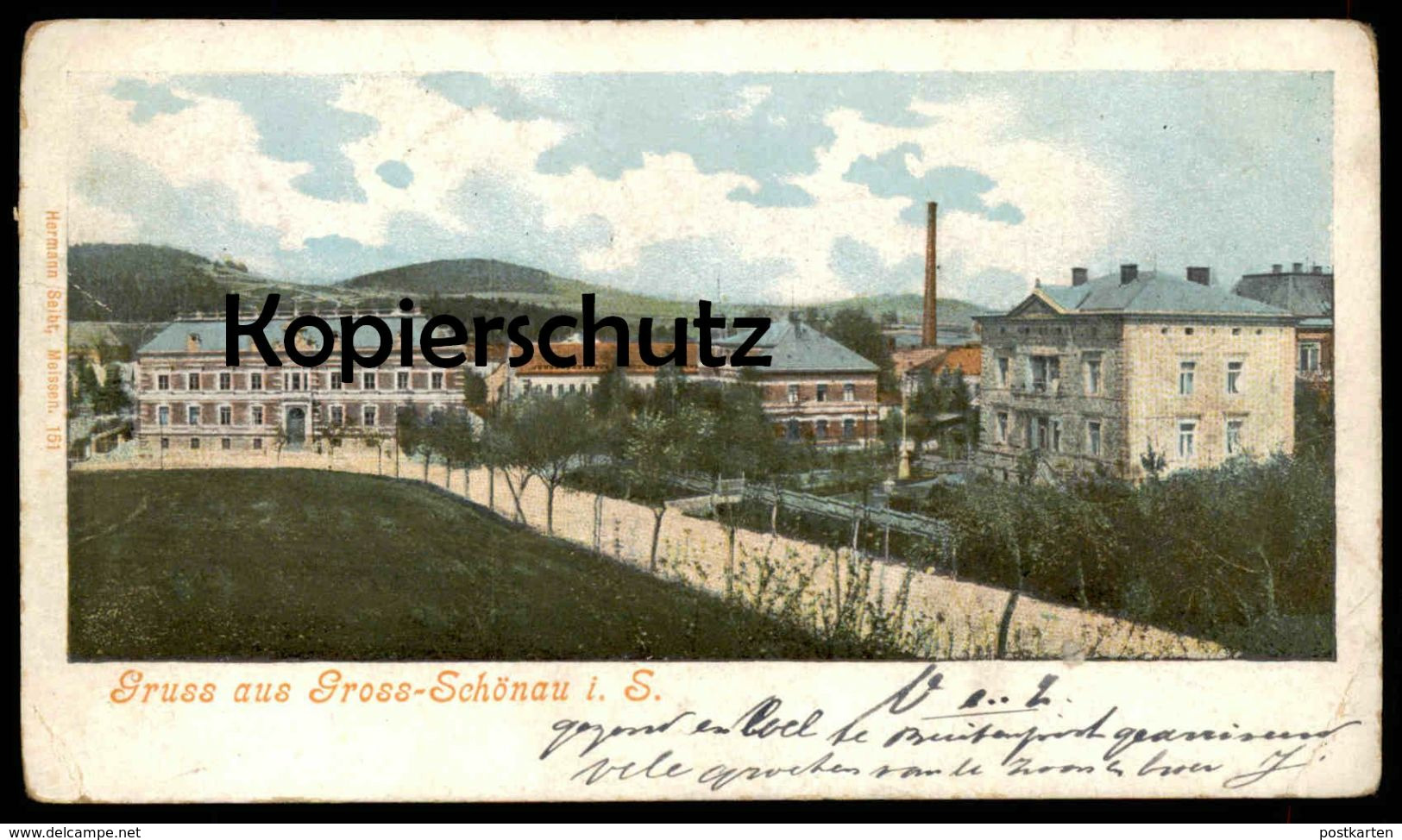 ALTE POSTKARTE GRUSS AUS GROSS-SCHÖNAU FABRIKSCHLOT Großschönau-Hainewalde Landkreis Görlitz Cpa Postcard Ansichtskarte - Grossschoenau (Sachsen)