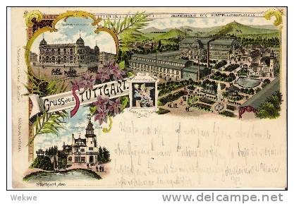 Wtb047/ WÜRTTEMBERG -  Stuttgart, Ausstellung 1896, Ganzsache Mit Bild Gruss Aus Stuttfart - Enteros Postales