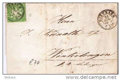 Wtb055/  WÜRTTEMBERG - Biberach 1859 Auf Mi. 13, Sauberer Schnitt - Storia Postale