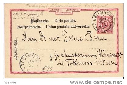 Wtb075 WÜRTTEMBERG - /Übernahme Des Postregals Durch Die Reichspost 1902, Auslandskarte - Postwaardestukken