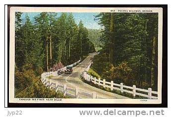 Jolie CP Ancienne Etats Unis Orégon Pacific Highway Through The Pines Near Salem - Vieille Voiture - écrite - Salem