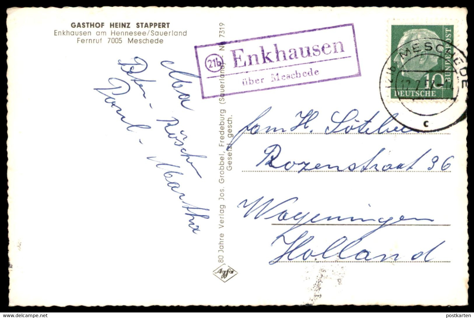 ÄLTERE POSTKARTE ENKHAUSEN AM HENNESEE SUNDERN Landpoststempel Rechteckstempel über Meschede 21b Ansichtskarte Postcard - Sundern