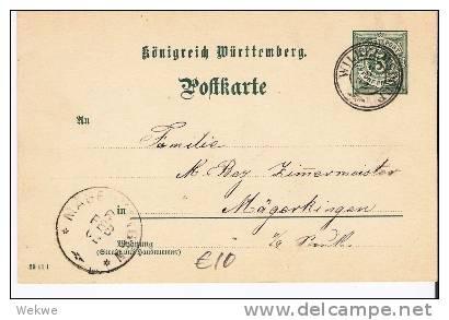Wtb096/ WÜRTTEMBERG -  Wilhelmsdorf 1902 A. Ganzsache - Entiers Postaux