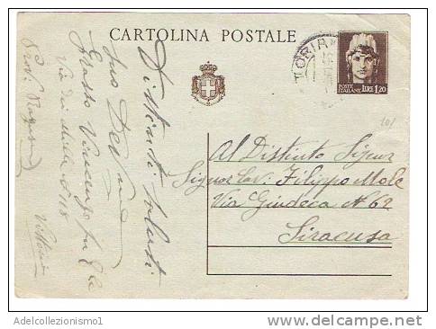 2660)intero Postale Con 1.20£ Turrita Da Vittoria A Siracusa Il 4-11-1945 - Marcophilie