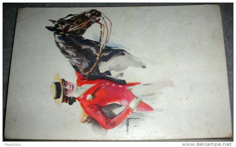 Illustrators,Usabal,Woman ,Lady,Rider,Horse,vintage   Postcard - Usabal