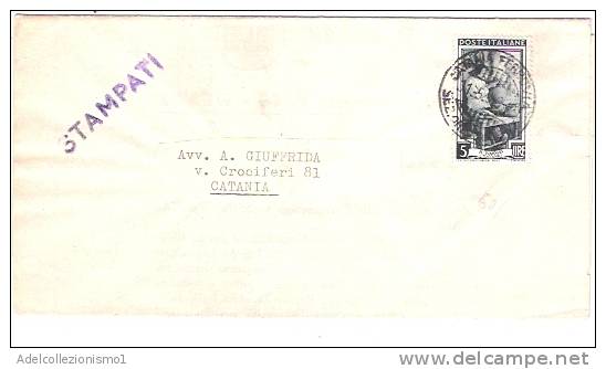 2693)stampati Con 5£ Lavoro Da Catania A Città Il 31-5-1943 - Storia Postale