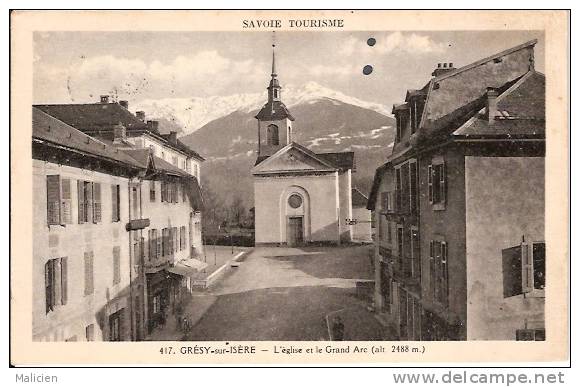 SAVOIE- Ref No 7351- Gresy Sur Isere - L Eglise Et Le Grand Arc  - Bon Etat - Gresy Sur Isere