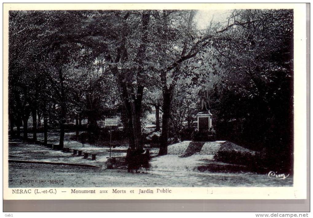 47 --- Nerac --- Monument Aux Morts Et Jardin Public - Nerac