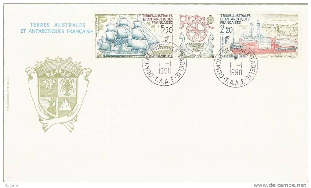 G629 - TAAF - PA 113A Sur Lettre En FDC 01/01/1990 à Dumont D'Urville / Terre Adélie - Lettres & Documents