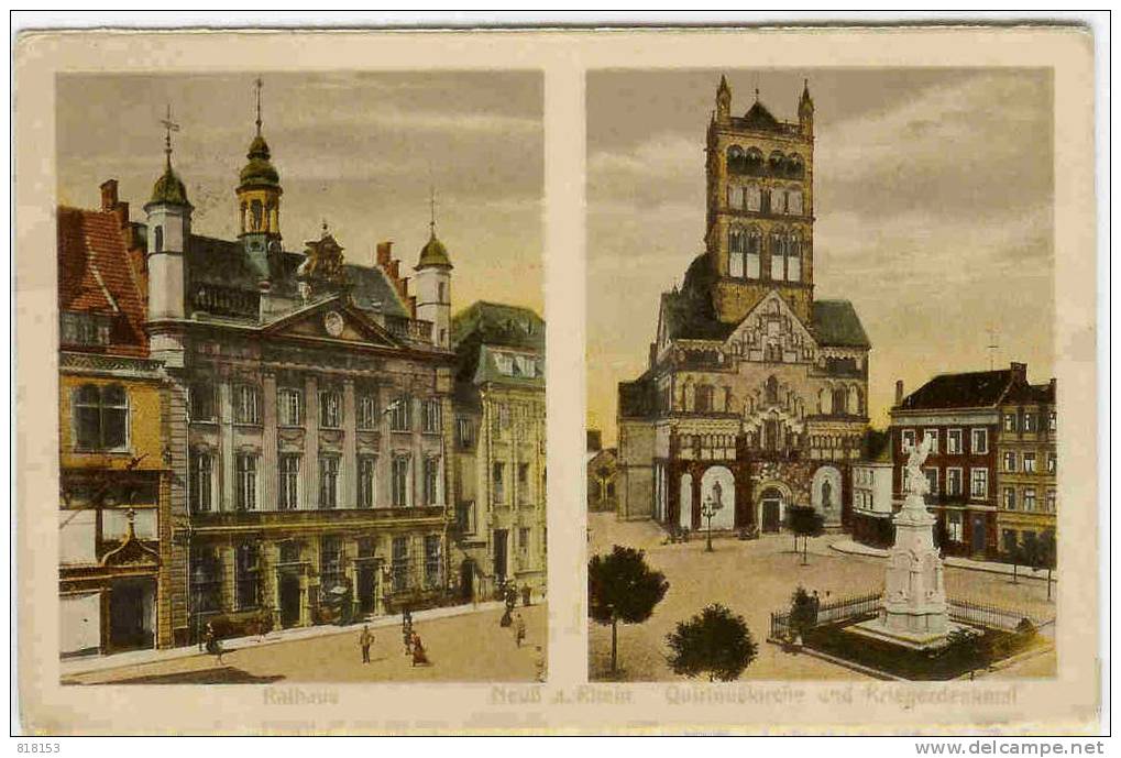 Neus A. Rhein - Rathaus - Quirinuskirche Und Kriegerdenkmal    POSTES MILITAIRES BELGIQUE - Neuss