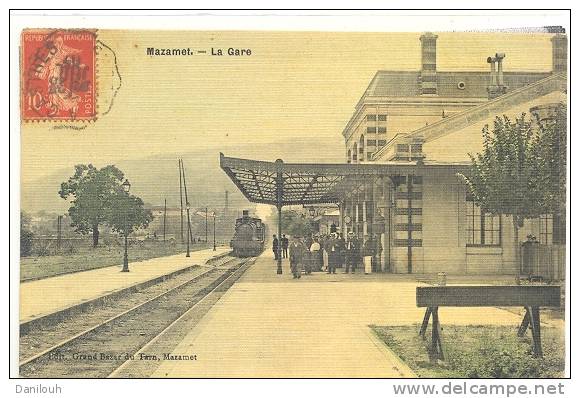 81 /FL/ MAZAMET, LA GARE, Ed Grand Bazar Du Tarn, ANIMEE, Vue Intérieur, Colorisée, Toilée - Mazamet