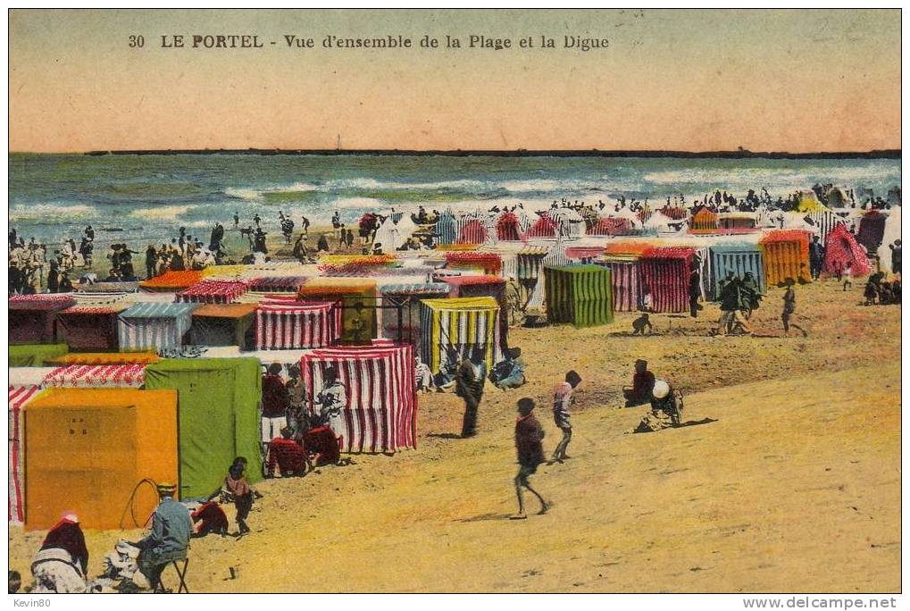 62 LE PORTEL Vue D'ensemble De La Plage Et De La Digue Cpa Animée Couleur - Le Portel