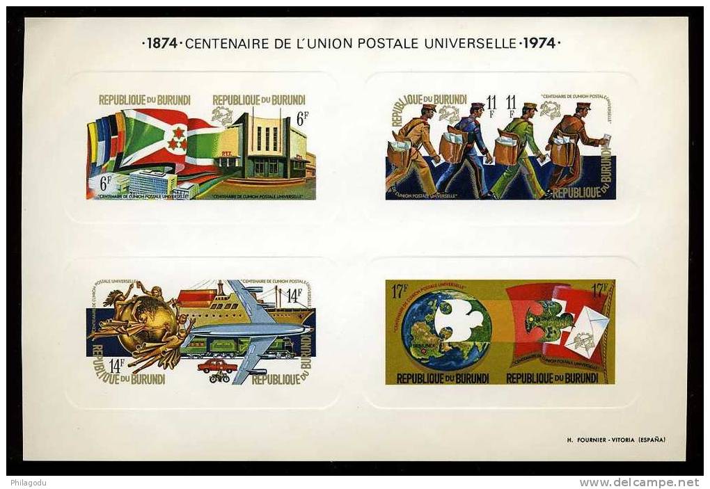 Burundi 1976  UPU Feuillet De Luxe    Cot 220 Euros Dans COB  Train Moto Transport - Neufs