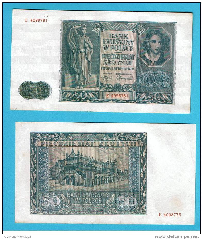 POLONIA  50  ZLOTES  1-8-1.941  KM#102  SC/UNC    DL-2584 - Pologne