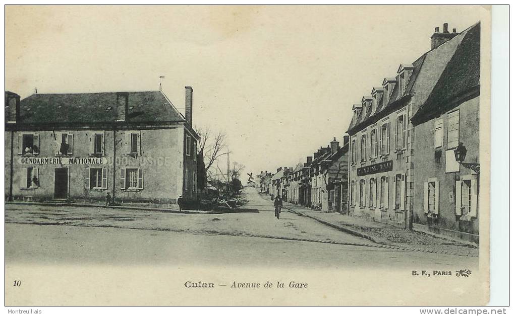 CULAN, Avenue De La Gare, Gendarmerie, Angle Bas Droit Arrondi, N° 10 écrite, Non Timbrée - Culan