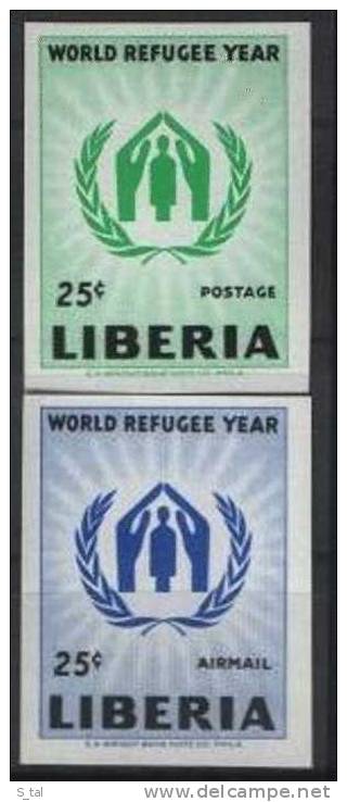LIBERIA World Refugee Year Set 2 Stamps Imperf. MNH - Liberia