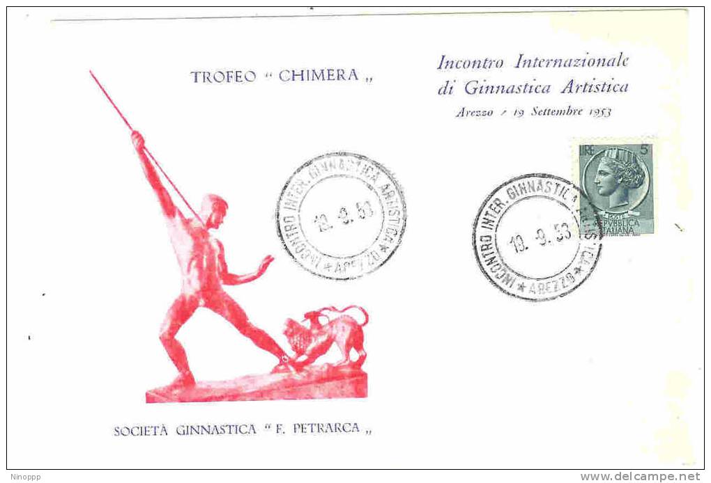 Italy-1953 International Meeting Of Artistic Gymnatic  Souvenir Card - Gymnastics