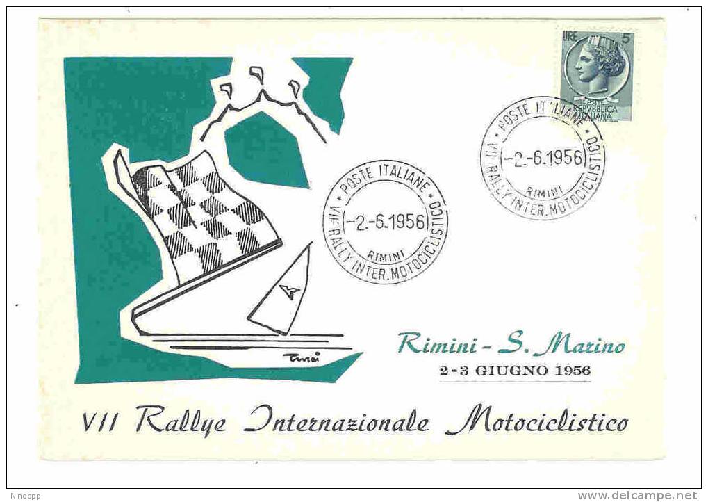 Italy-1956 VIIth International Rallye  Souvenir Card - Moto