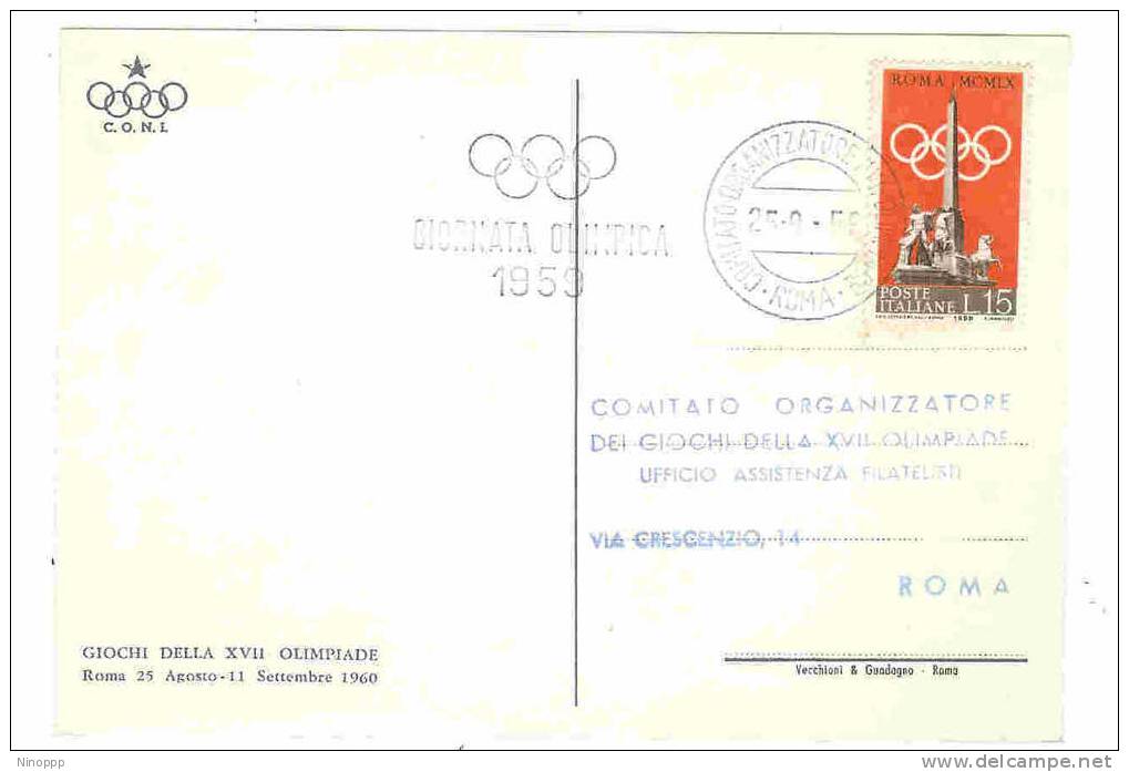 Italy-1959 Olympic Day Torch  Souvenir Card - Estate 1960: Roma