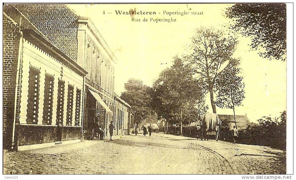 WESTELETEREN  :  RUE  DE  POPERINGHE  AVEC CHARETTE ET PERSONNES - Poperinge