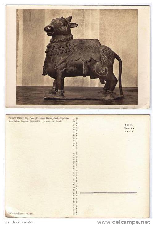 AK WINTERTHUR, Sig. Georg Reinhart. Nandi, Der Heilige Stier Des Shiva. Bronze. Südindisch  Echte Photokarte - Winterthur