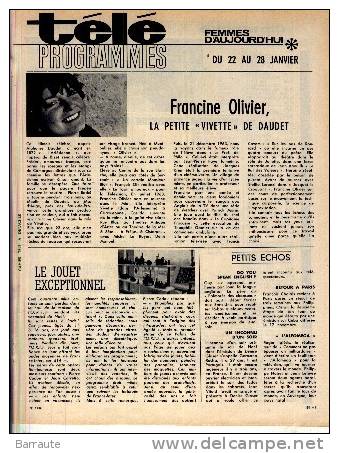 PROGRAMME TV Ancien 22/01/1967 Au 28/01/1967 - Televisie