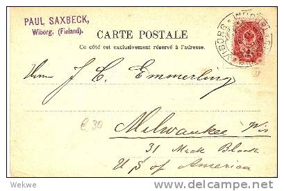 FS024 / FINNLAND -  Wiborg Ansichtskarte 1900 Nach USA - Lettres & Documents