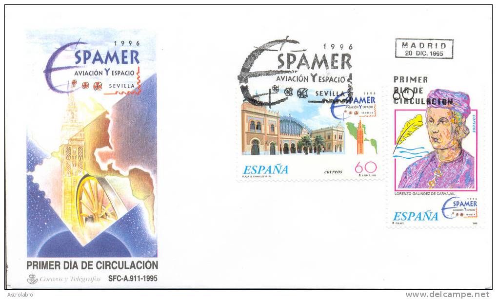 Aviation Et L'espace FDC 1996 Espagne Yvert 2989/90 - Europe