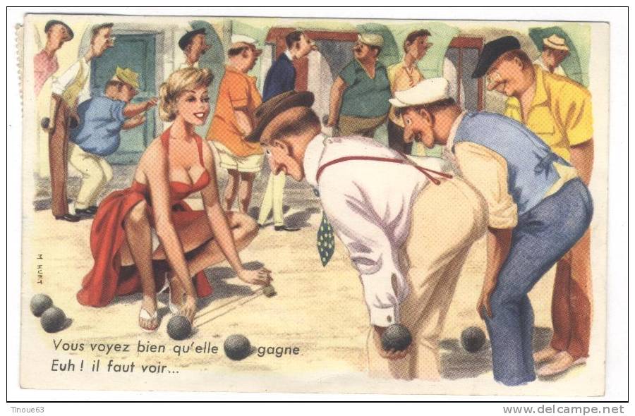 JEU DE BOULES - PETANQUE - HUMOUR - Illustrateur M. HUET - Bocce