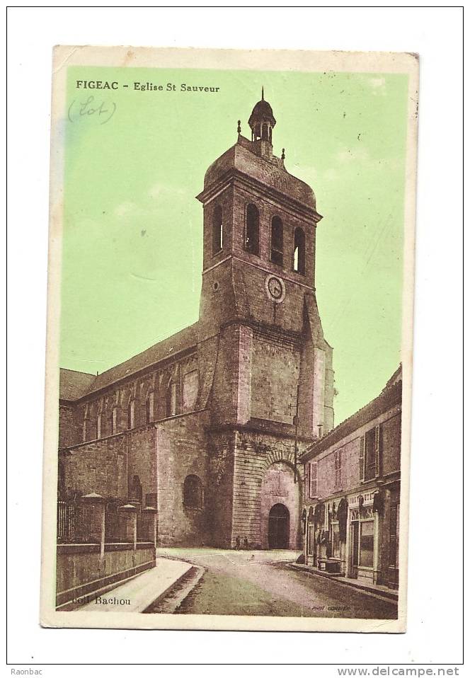 CPSM----46----   FIGEAC ---EGLISE---CORRESPONDANCE  DE REFUGIES DE LA GUERRE - Figeac