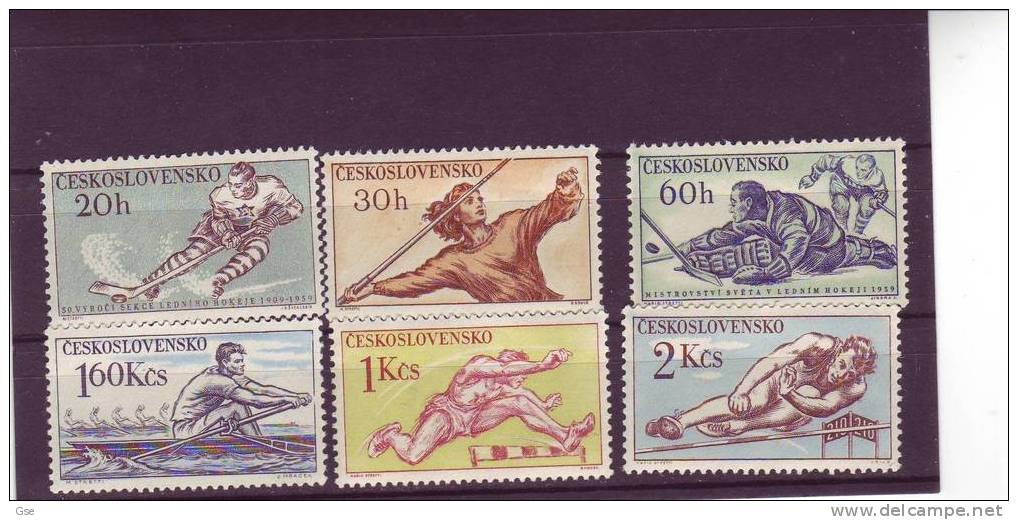 CECOSLOVACCHIA 1959 - Yvert 1001/6* - Sport Vari - Unused Stamps