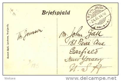 ISL031  ISLAND - / AK Nach USA Mit Paar 3 A. Christian IX/Frederik VIII 1914 - Briefe U. Dokumente