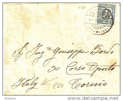 ISL033 / ISLAND -  Christian IX/Frederik VIII 20 Aur 1910 Nach Italien - Cartas & Documentos