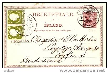 ISL037 / ISLAND -  GA P44. 1914, Zusätzlich Mit Paar Jön Sigurosson 1 E - Postal Stationery