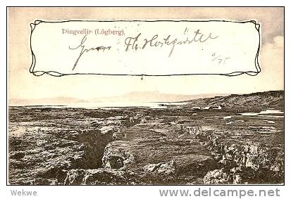 ISL049 / ISLAND -  AK Pingvellir 1905 Mit Paar 5 Aur Christian IX - Briefe U. Dokumente