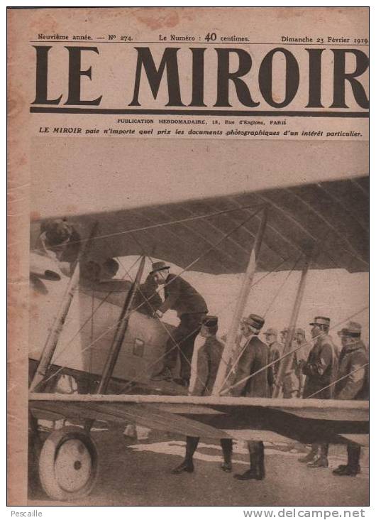 274 LE MIROIR 23 FEVRIER 1919 - ESSWEILER - LIEBKNECHT MORT - BRUGES - FLEUVE NIGER - Testi Generali
