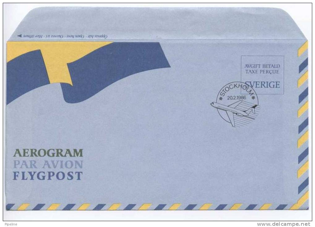 Sweden Aerogramme With Nice Aeroplane In The Cancel 10-2-1986 - Covers & Documents