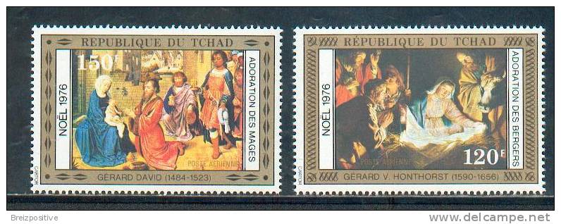 Tchad 1976 - Peinture, Noel - Painting, Christmas - Van Honthorst, David, Altdorfer, Holbein - Religieux