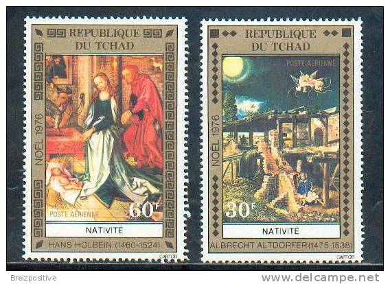 Tchad 1976 - Peinture, Noel - Painting, Christmas - Van Honthorst, David, Altdorfer, Holbein - Religious