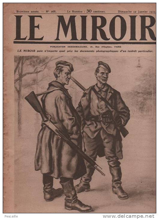 268 LE MIROIR 12 JANVIER 1919 - BERLIN - LIMBURG - SCHIRMECK - DARDANELLES - NOTRE-DAME DE PARIS - SOUS-MARIN - Testi Generali