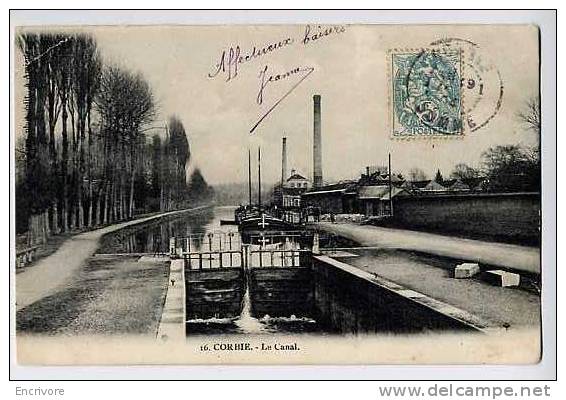 Cpa CORBIE N°16 Canal écluse Peniche Usine  1904 - Corbie