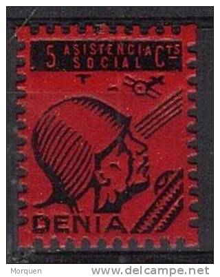 Asistencia Social DENIA (alicante)  5 Cts, Sofima Num 1 - Spanish Civil War Labels