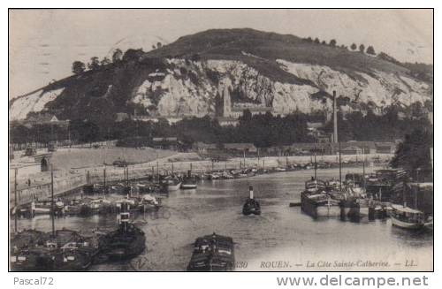 CPA ROUEN La Côte Sainte-Catherine Port De Péniches 1911 - Houseboats