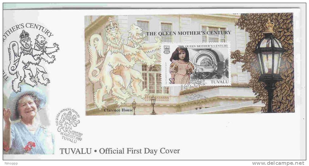 Tuvalu-1999 Queen Mother Century Miniature Sheet  FDC - Tuvalu