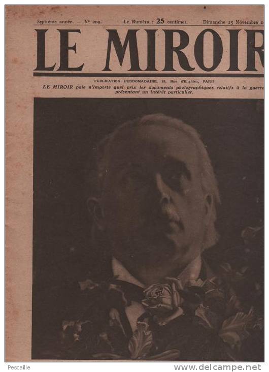 209 LE MIROIR 25 NOVEMBRE 1917 - CONSTANTINOPLE - SAINT JEAN DES VIGNES - TRENTIN - KERENSKY - LAON - ITALIE - Testi Generali