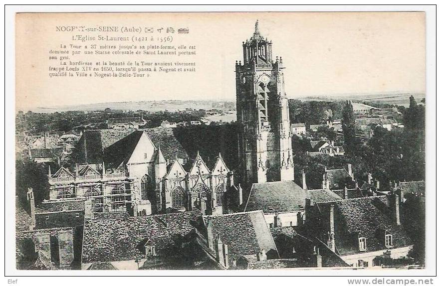 NOGENT-SUR-SEINE (Aube) L'Eglise St-Laurent  Et Vue Générale  ; TB - Nogent-sur-Seine